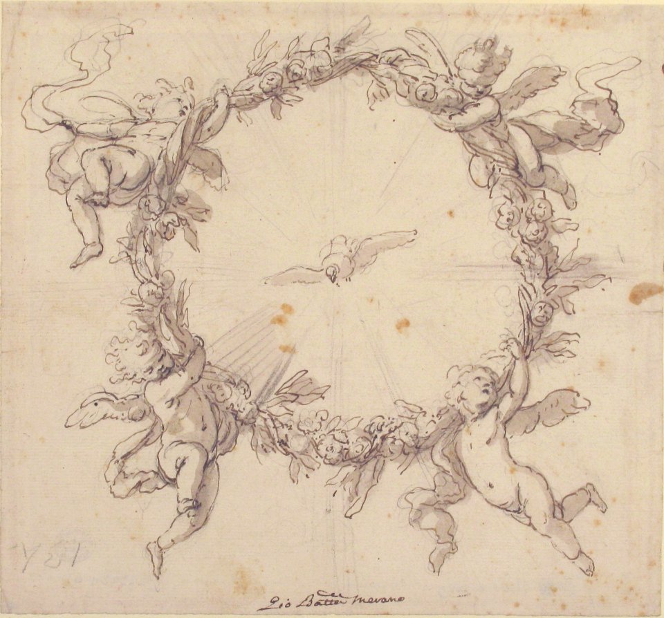 The Holy Spirit Surrounded by a Wreath of Flowers Held up by Infant Angels MET 65.66.7