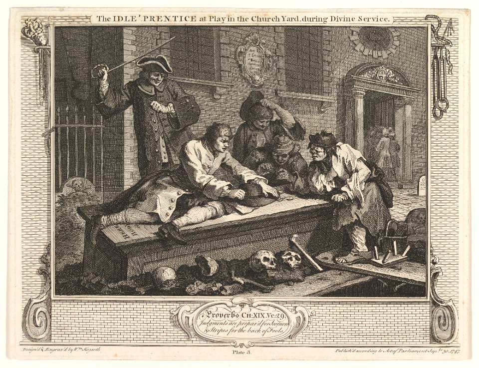 The Idle 'Prentice at Play in the Church Yard (Industry and Idleness, plate 3) MET DP825271