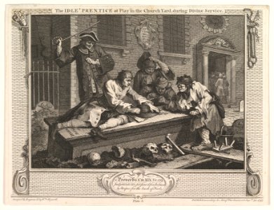 The Idle 'Prentice at Play in the Church Yard (Industry and Idleness, plate 3) MET DP825271