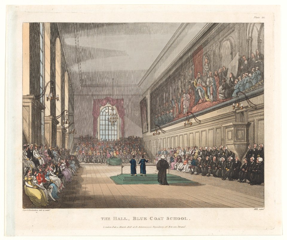 The Hall, Blue Coat School (Microcosm of London, plate 10) MET DP873989