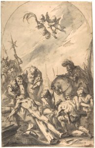 The Martyrdom of Saint Andrew (recto); Back of a Woman Wearing a Long Dress with a Ruff (verso) MET DP801321