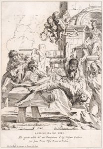 The martyrdom of Saint Erasmus who is prostrate having his innards removed Met DP888765