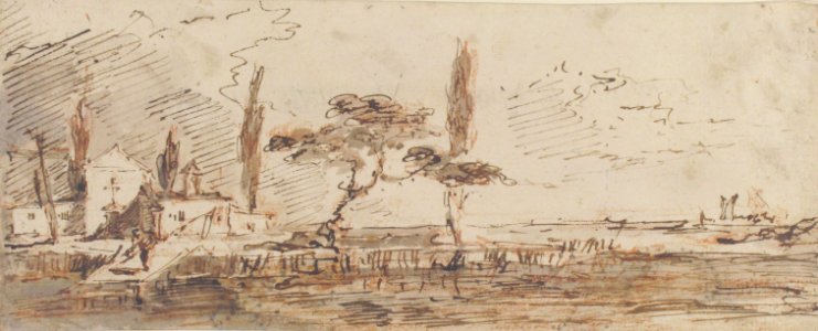 The Island of Anconetta (recto); Two Feet Wearing Pointed Shoes (verso) MET 37.165.84 RECTO
