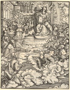 The Lord on the Throne Surrounded by Four Evangelists, from The Apocalypse MET DP833987