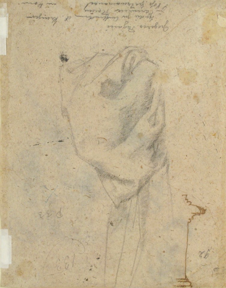 The Head and Shoulders of a Woman in Profile; Separate Studies of Her Head and Ear (recto); Fragment of Drapery Study, Profile of Architectural Molding (verso). MET 2004.293b