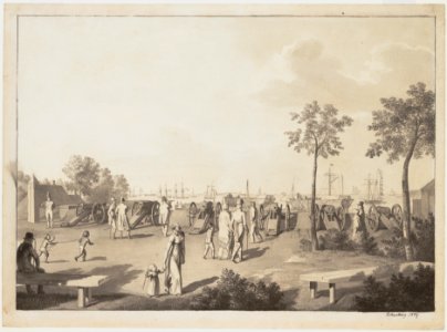 The Harbour of Copenhagen from the Esplanade between Langelinie and Toldboden; verso- Sketch of a Standing Man MET DP148225
