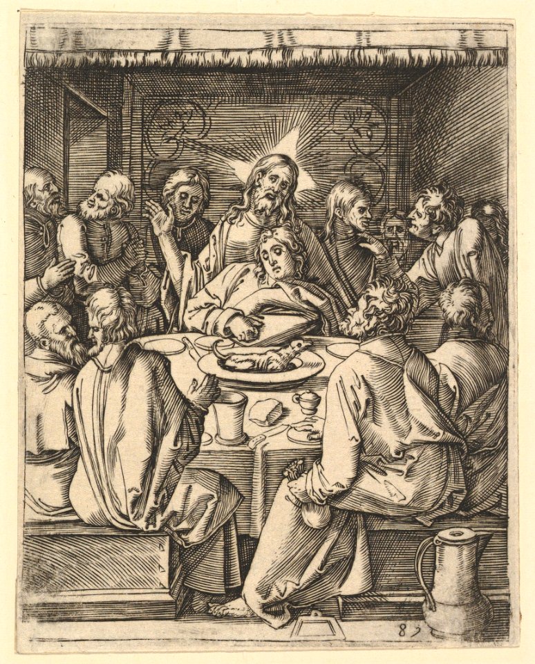 The Last Supper; The last supper with Christ sitting in the center embracing John MET DP820313