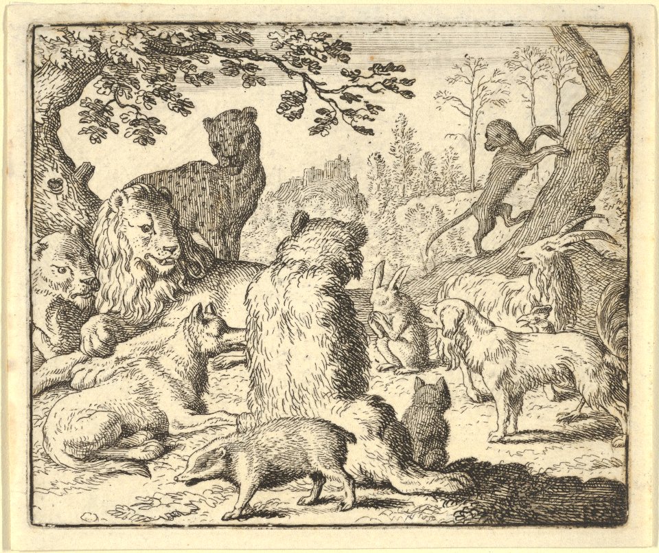 The Lion Orders All the Animals to Follow Him to Renard's Burrow from Hendrick van Alcmar's Renard The Fox MET DP837729