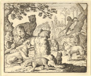 The Lion Orders All the Animals to Follow Him to Renard's Burrow from Hendrick van Alcmar's Renard The Fox MET DP837729