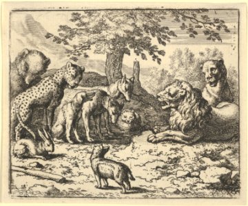 The Lion Takes the Advice of the Other Animals for Renard's Punishment from Hendrick van Alcmar's Renard The Fox MET DP837692