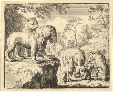 The Lion and the Lioness Pardon Renard and Order the Other Animals to Forget His Crimes from Hendrick van Alcmar's Renard The Fox MET DP837719