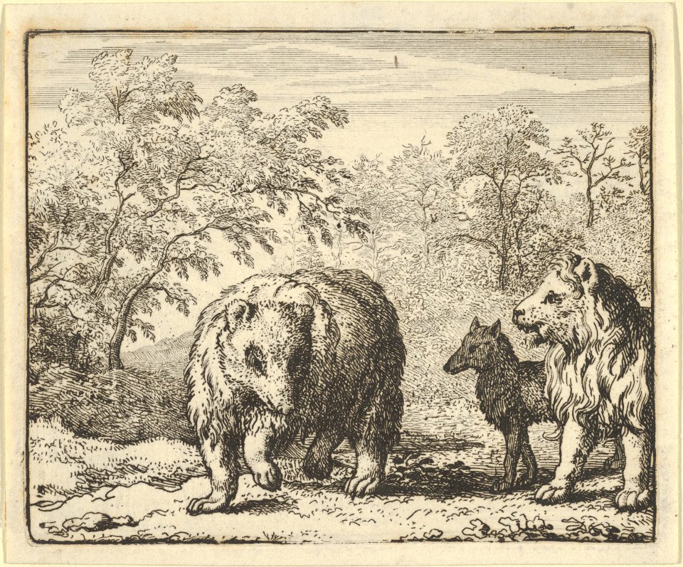 The Lion Frees the Bear and the Wolf from Hendrick van Alcmar's Renard The Fox MET DP837726