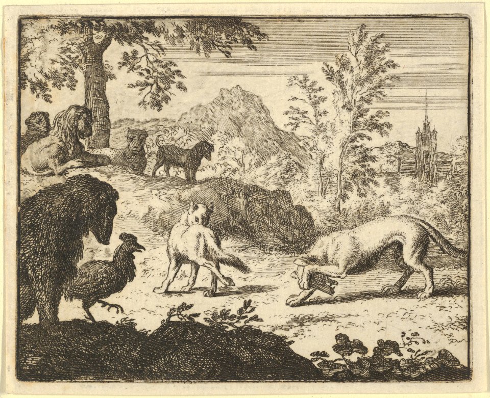 The Lion Allows a Fight Between the Wolf and Renard from Hendrick van Alcmar's Renard The Fox MET DP837685