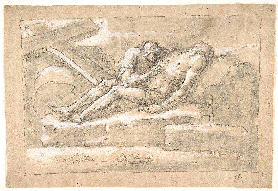The Dead Christ Mourned by the Magdalen Who Venerates His Side Wound. MET DP809443