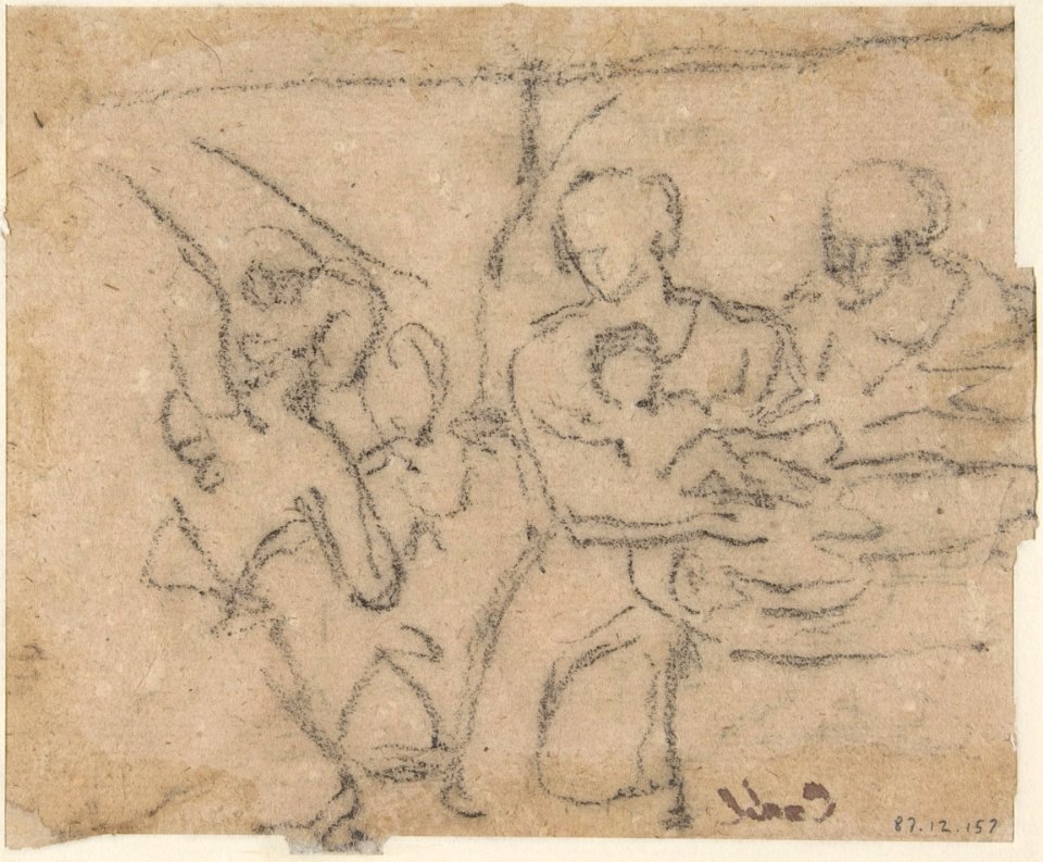 The Dead Christ Mourned by Saint Mary Magdalen (recto); The Holy Family with an Attendant (verso) MET DP808050