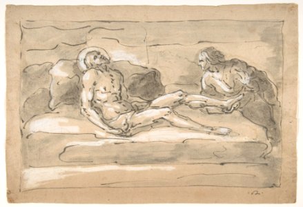 The Dead Christ Mourned by the Magdalen Who Venerates the Wounds on His Feet MET DP809446