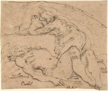 The Dead Christ Mourned by Saint Mary Magdalen (recto); The Holy Family with an Attendant (verso) MET DP808049