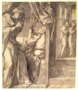 The Death of Saint Hilary; verso- Sketch of an Arm MET DR326