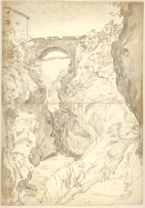 View of the Ponte San Rocco at Tivoli; verso- Buildings on the River Aniene near Tivoli (?) MET DP831827