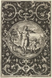 Venus and Cupid in a Decorative Frame with Grotesques, from the Judgment of Paris MET DP837387