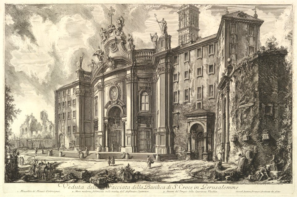 View of the Façade of the Basilica of S. Croce in Gerusalemme -the Holy Cross in Jerusalem-, from Vedute di Roma (Roman Views) MET DP828206