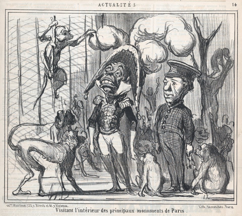 Visitant l'intérieur des principaux monuments de Paris, from Actualités, published in Le Charivari, March 9, 1859 MET DP876841