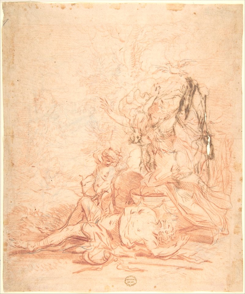Venus and the Dead Adonis (recto); Sketches of Venus and the Dead Adonis; several sketches of kneeling and standing figures (verso) MET DP802426