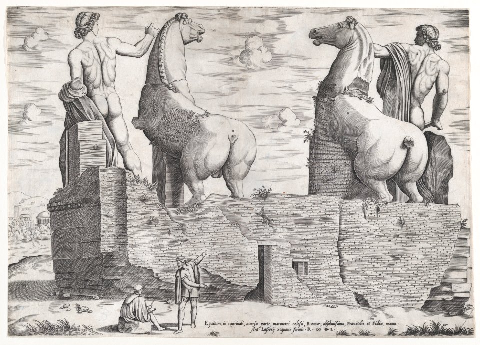 View of the Back of Statues of the Dioscuri at the Quirinal MET DP870560