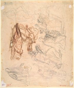 Venus and the Dead Adonis (recto); Sketches of Venus and the Dead Adonis; several sketches of kneeling and standing figures (verso) MET DP802427