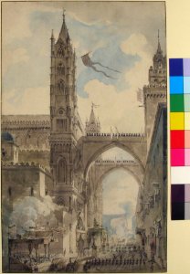 View of the Portal and Principal Entrance of the Cathedral of Palermo during the Festival of Sta. Rosalia MET 1975.131.107