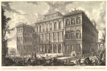 View of the palace of the illustrious Barberini family on the Quirinal Hill, designed by Cavaliere Bernini, from Vedute di Roma (Roman Views) MET DP828236