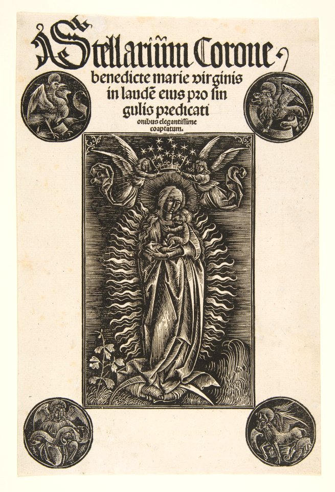 Virgin on a Crescent, Title-page from Pelbartus de Temesvar- Stellarium corone (Schr. 2869) MET DP813567