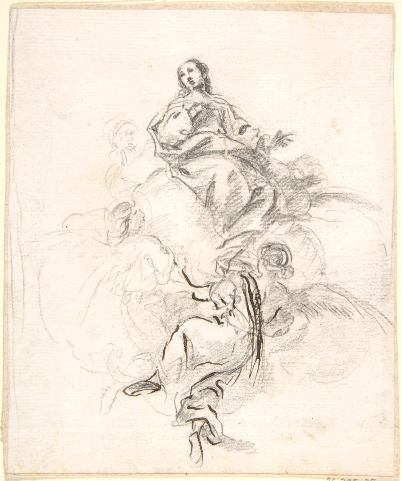 Virgin of the Immaculate Conception Seated on Clouds, Supported by Four Angels MET DP800569