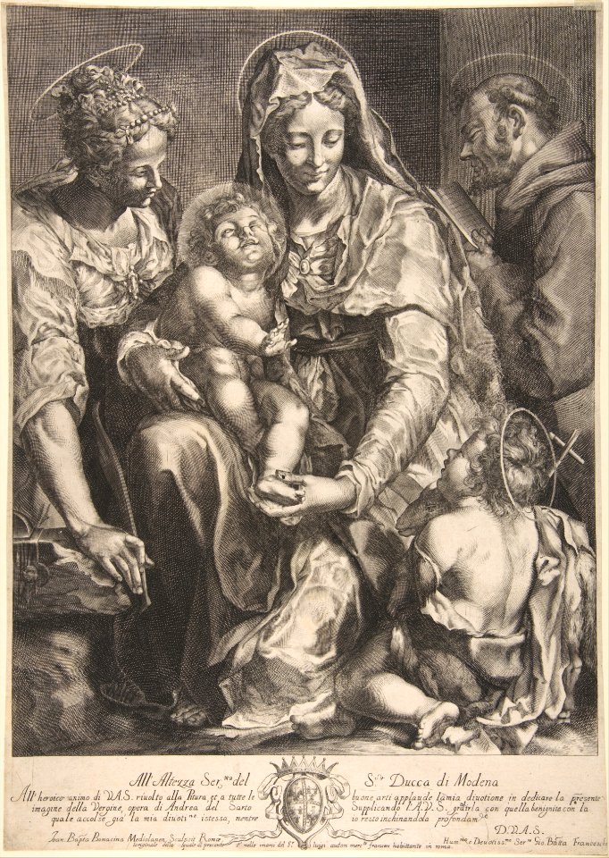 Virgin and Child with Saint Catherine, Francis of Assisi and John the Baptist MET DP811596