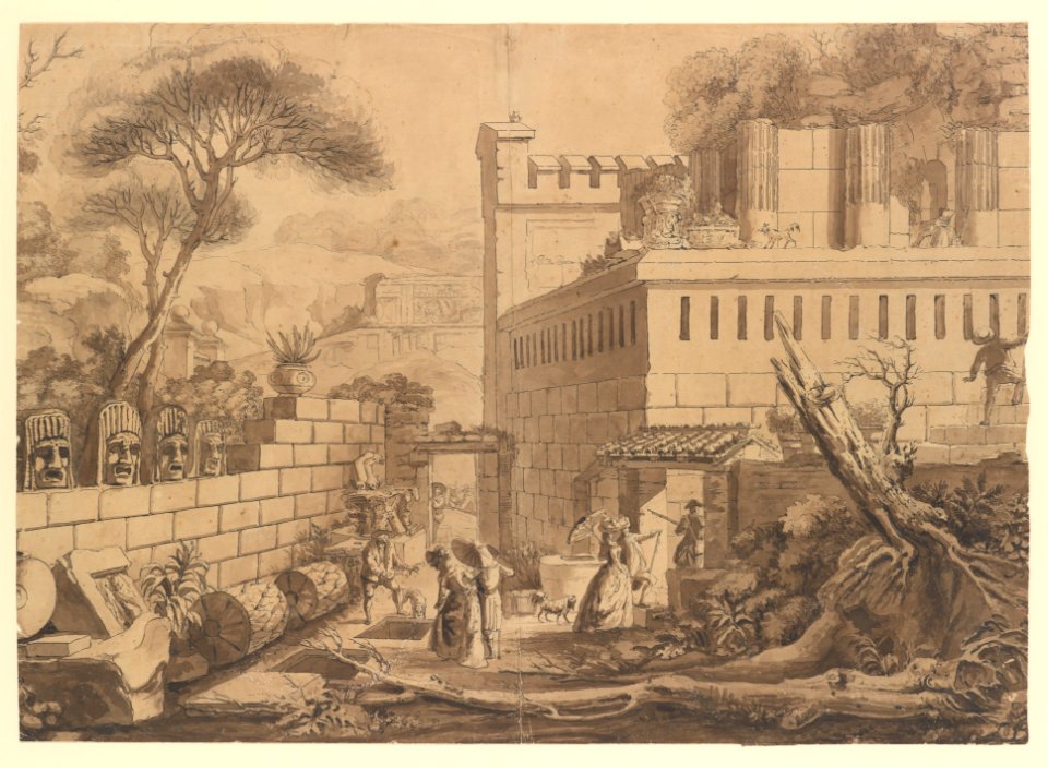Visitors Inspecting Classical Ruins MET DP230572