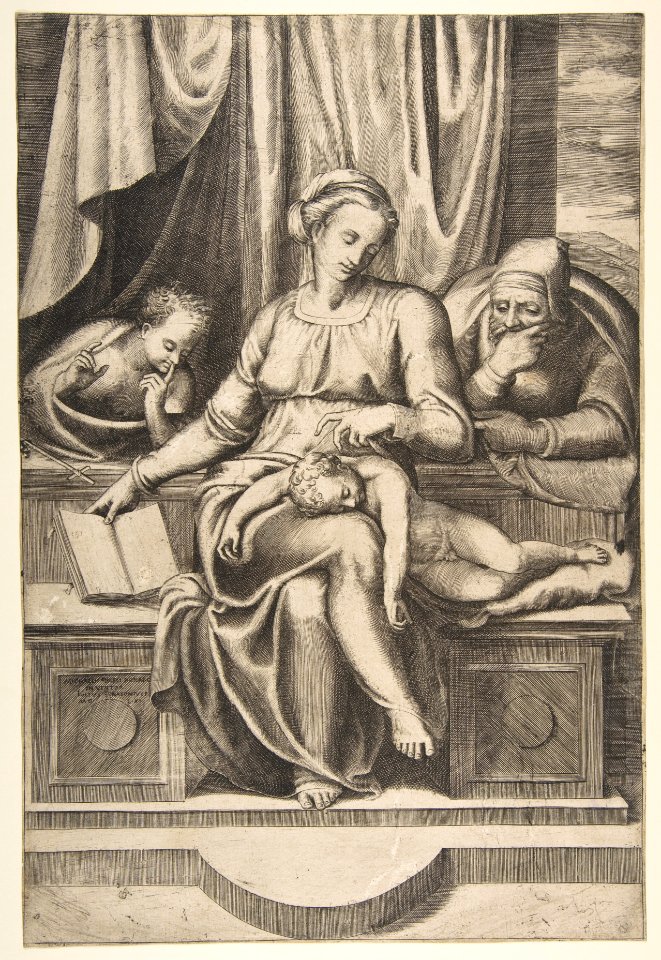Virgin and Child with Saints Joseph and John the Baptist (after Michelangelo's Madonna del Silenzio) MET DP812439