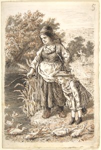 Woman and Child by a Duck Pond MET DP802820