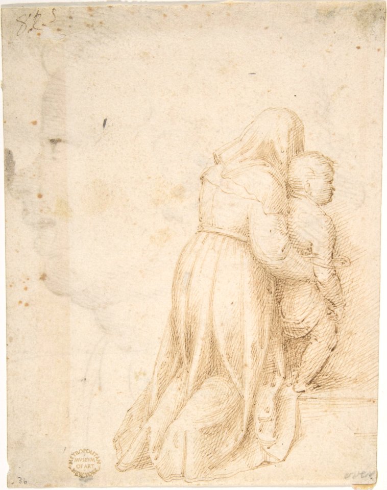 Woman and Child Kneeling (recto); Head of Child (verso) MET DP807713
