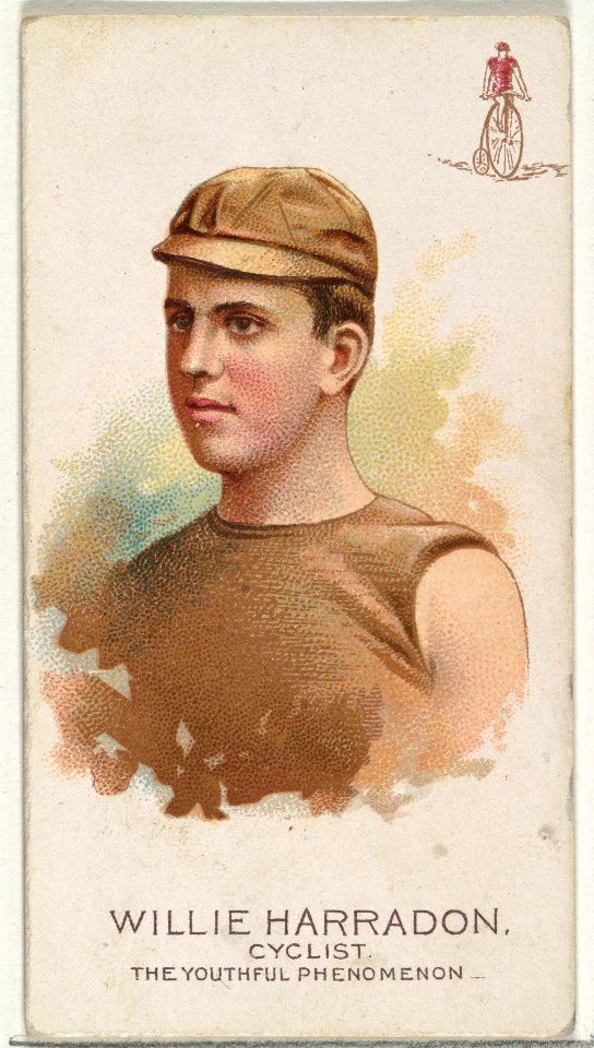 Willie Harradon, Cyclist, The Youthful Phenomenon, from World's Champions, Series 2 (N29) for Allen & Ginter Cigarettes MET DP838235