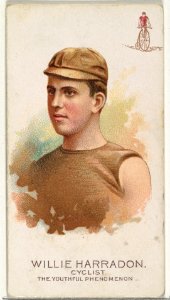 Willie Harradon, Cyclist, The Youthful Phenomenon, from World's Champions, Series 2 (N29) for Allen & Ginter Cigarettes MET DP838235