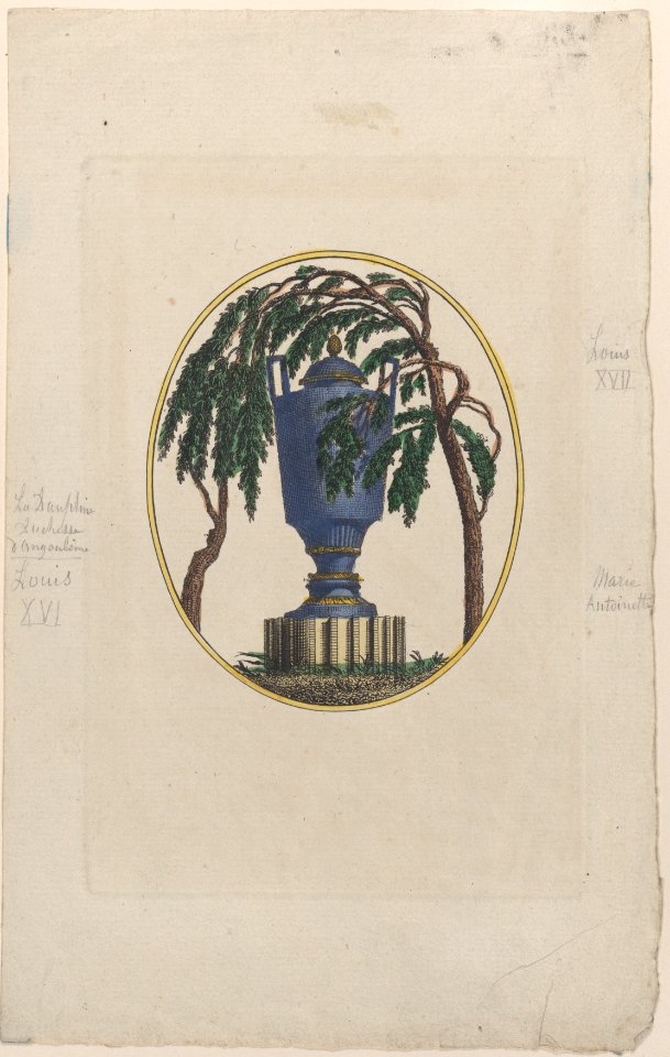 Weeping willow and urn with hidden silhouettes of the French royal family Met DP886293