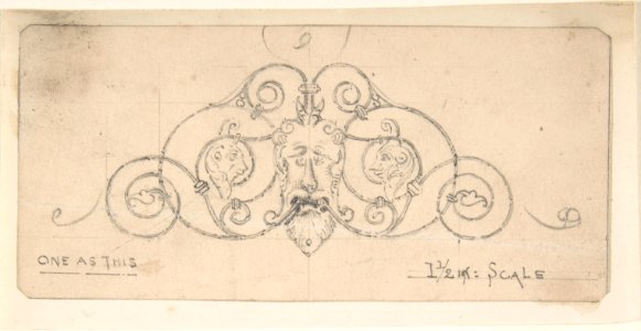 Wrought Metal Foliate Ornament with Grotesque Masks MET DP806679