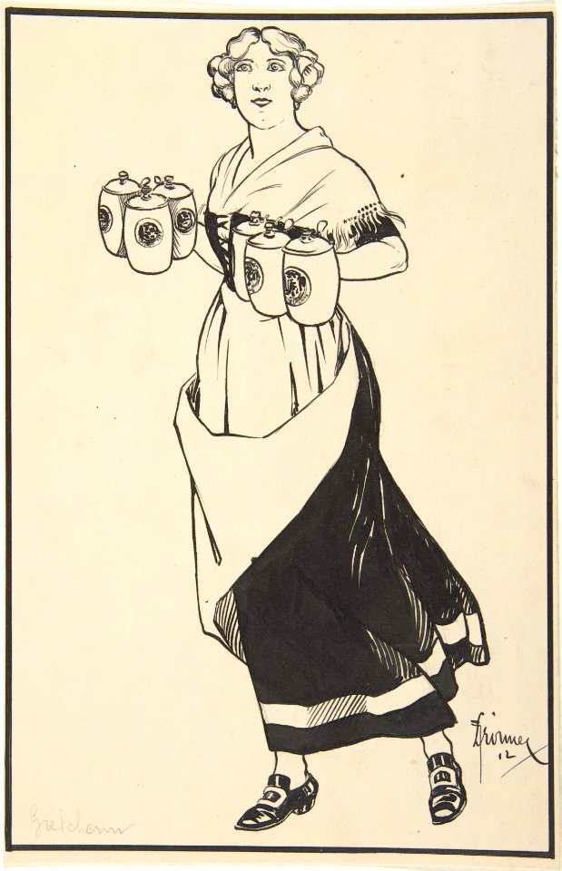Woman Carrying Beer Steins MET DP804112