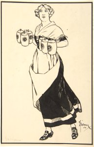 Woman Carrying Beer Steins MET DP804112