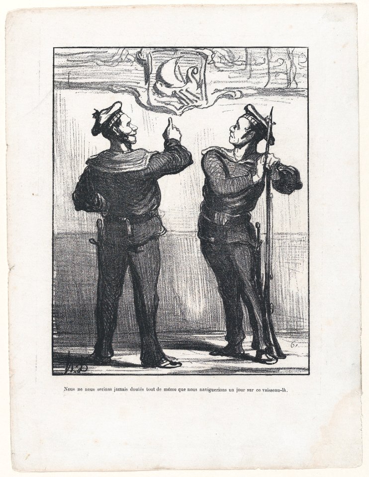 We would have never thought that one day we would sail on this vessel, from 'News of the day,' published in L'Album du Siège, 1870 MET DP877795