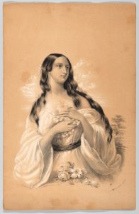 Woman Holding Flowers, in The New York Drawing Book, Containing a Series of Original Designs and Sketches of American Scenery, No. 2 MET DP860315