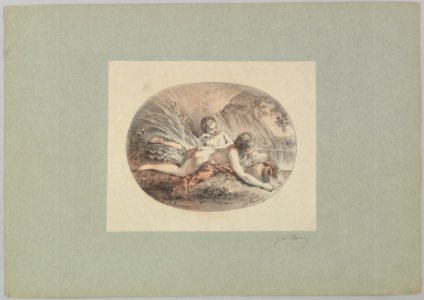 Woman Reclining upon a Jar from which Water is Pouring MET DP826647