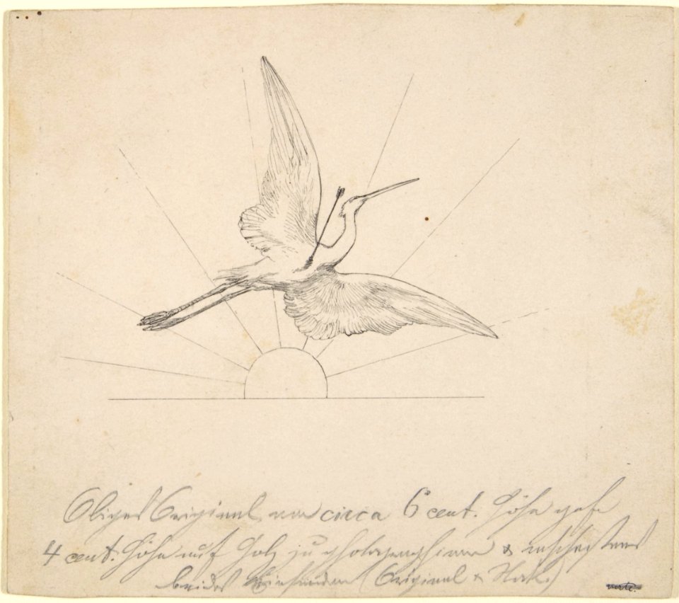 Wounded Crane with an Arrow in its Breast Before Setting Sun MET DP810274