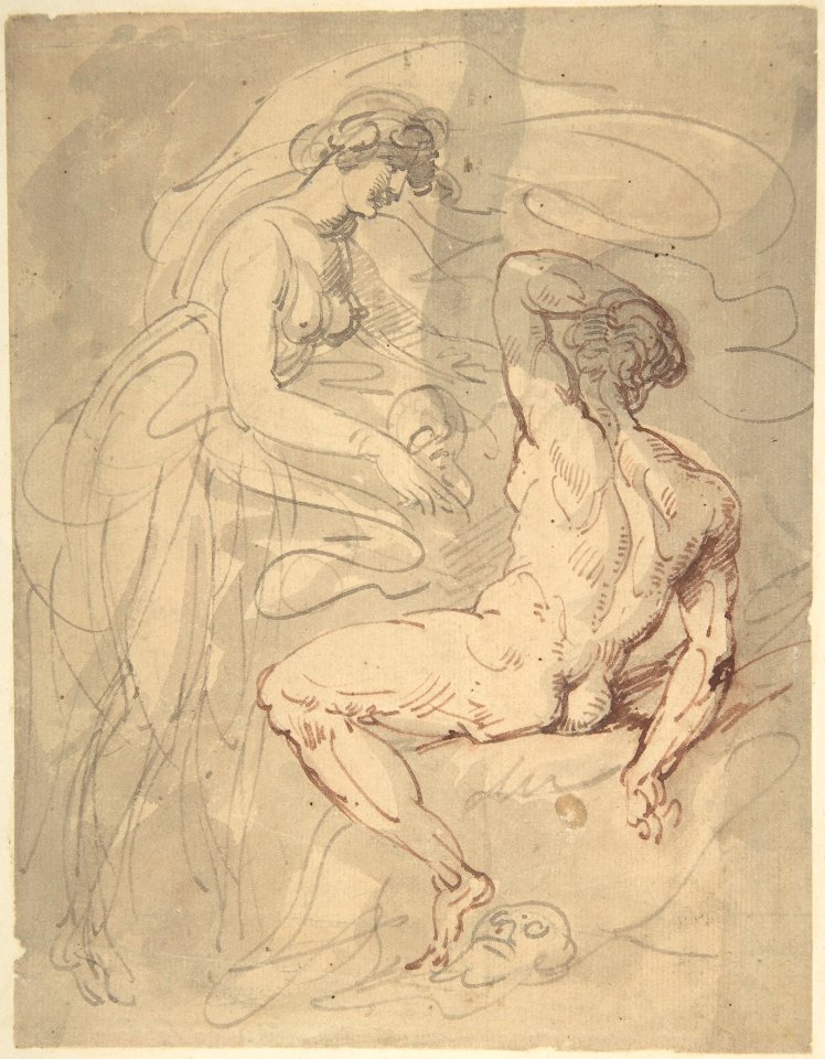 Woman Talking to a Seated Male Nude MET DP804925