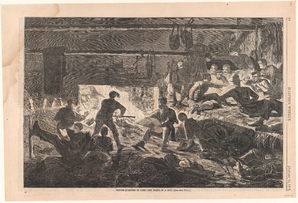 Winter Quarters in Camp – The Inside of a Hut (Harper's Weekly, Vol. VII) MET DP875220